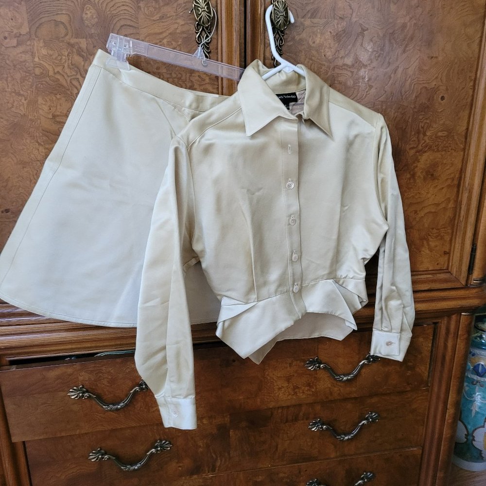 Isabel Toledo skirt and jacket ensemble, gold, size 8